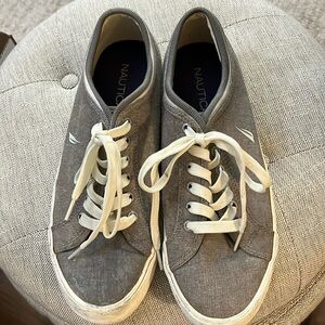 Nautica Men's Gray  Canvas Boat Shoes Size 9.5